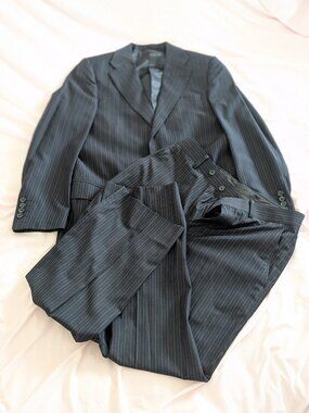 Abito Blue Pinstripe Suit 38R32 Arm 21 Pant 37